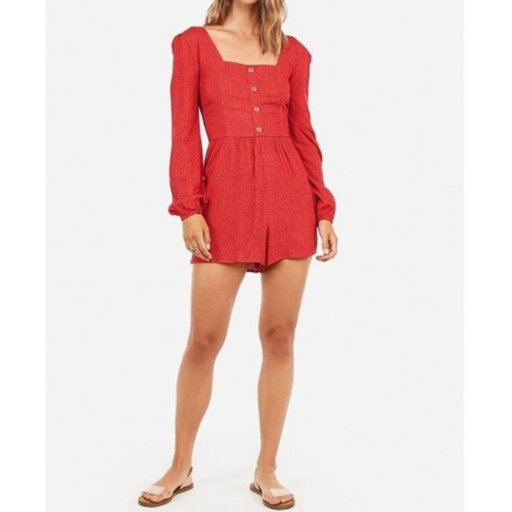 Express Dot Print Button Front Romper S - image 3
